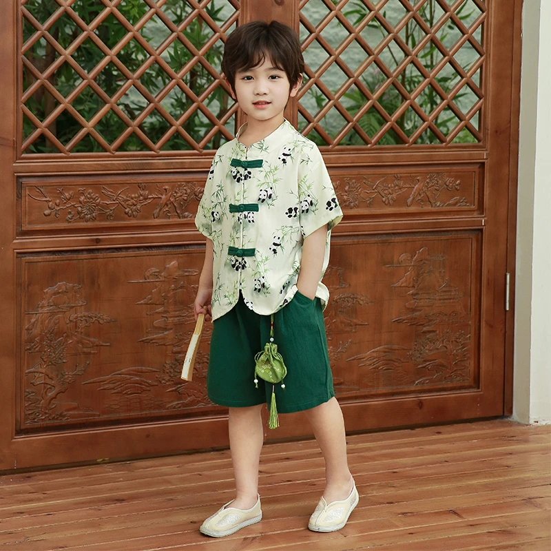 男童汉服儿童新中式唐装2024新款夏季套装宝宝国风古装小少爷礼服