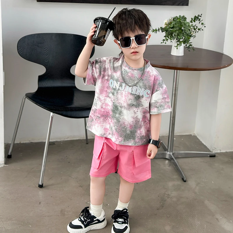 男童夏装套装2024新款韩版网红炸街儿童装痞帅男孩夏季薄款短袖潮