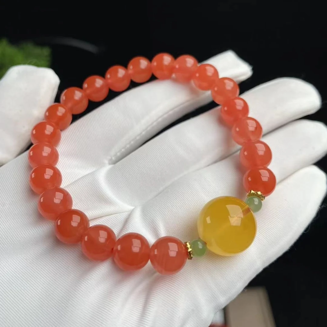 【小红豆南红】保山小南红手串女款 天然正品8mm冰红手链多样性发货