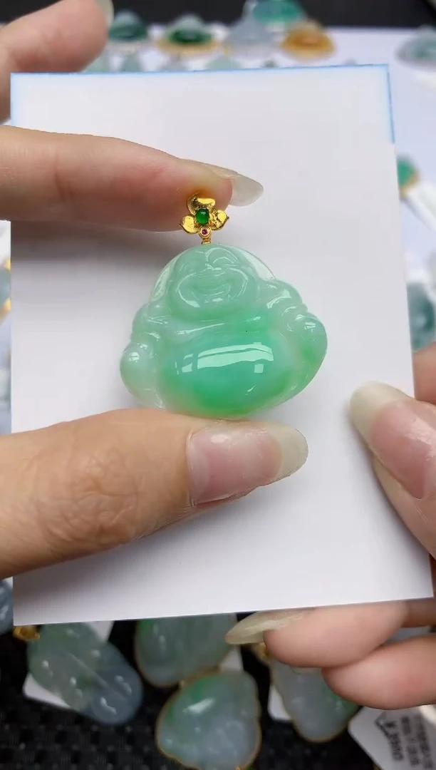 【闪购商品】翡翠挂件18K金镶嵌162天然翡翠A货