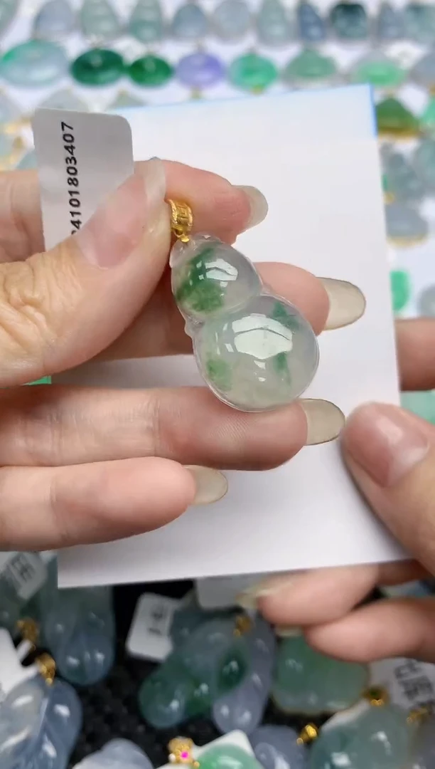 【闪购商品】翡翠挂件18K金镶嵌110天然翡翠A货