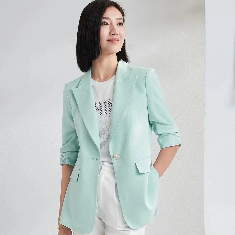 高端轻奢修身醋酸外套女士夏季