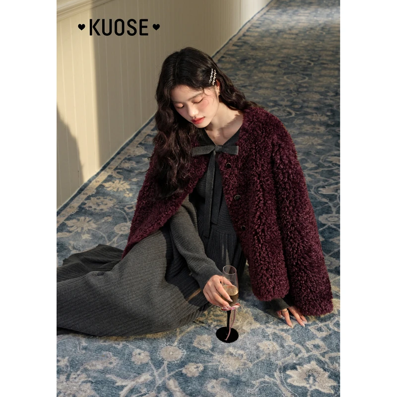 【陈大可专属】阔色仿羊羔绒毛毛外套女2024秋冬皮毛一体KSZ2411002