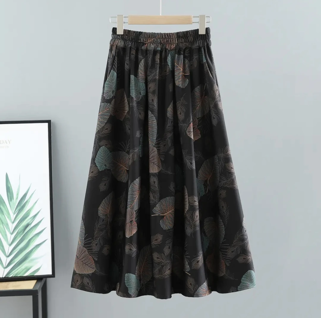 专柜秋冬厚款新中式显瘦百搭半身裙中高腰气质大码A字大摆裙