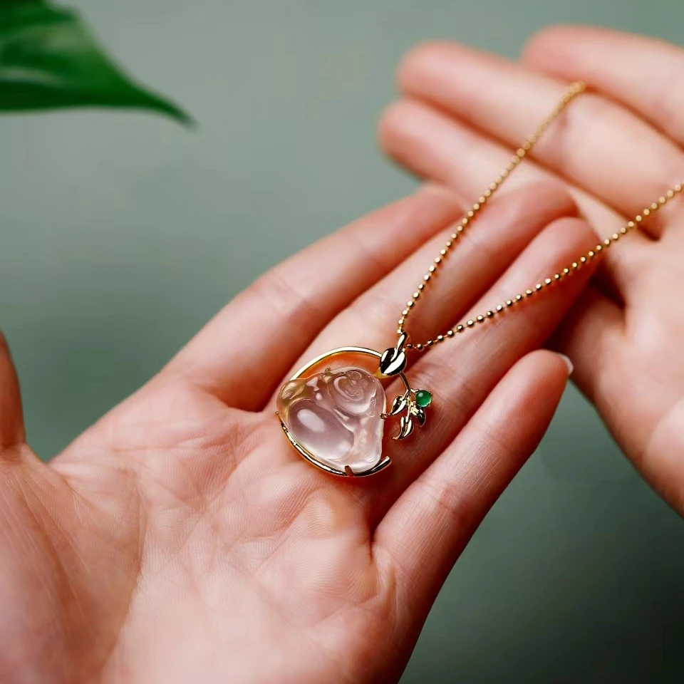 XQ137 俄白 天然玉石 佛公吊坠