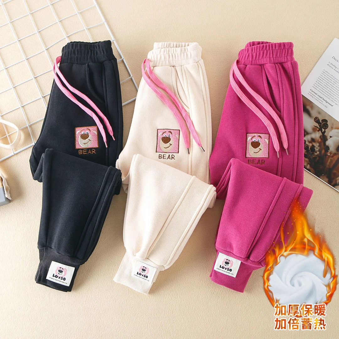 女童裤子秋冬款2023新款儿童加绒洋气束脚卫裤女孩加厚休闲运动裤