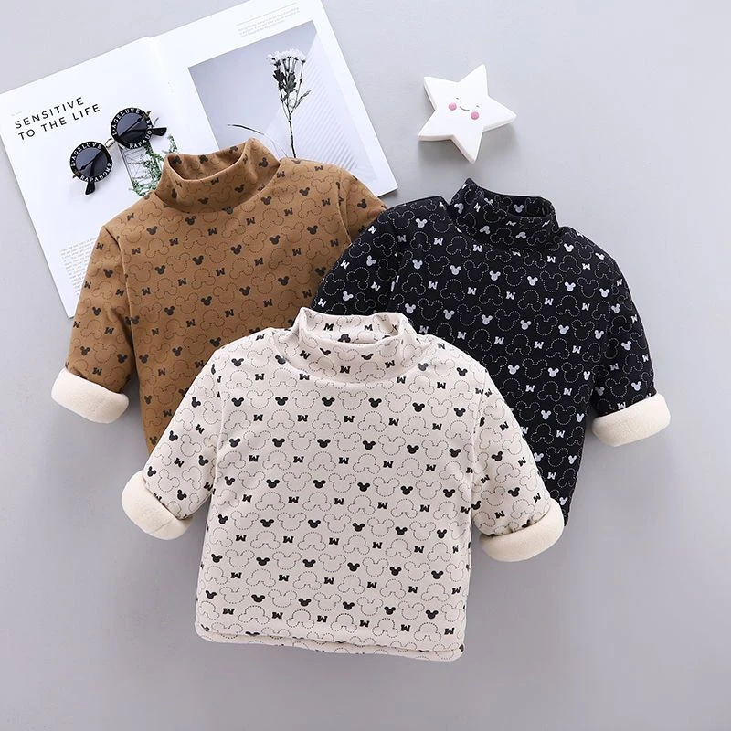 儿童加绒加厚棉袄男童女童冬季夹棉内胆棉服小童套头棉袄保暖卫衣