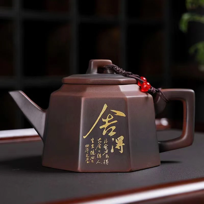 聚得佳-紫陶八方舍得壶300ml C3家用大容量宫灯茶壶
