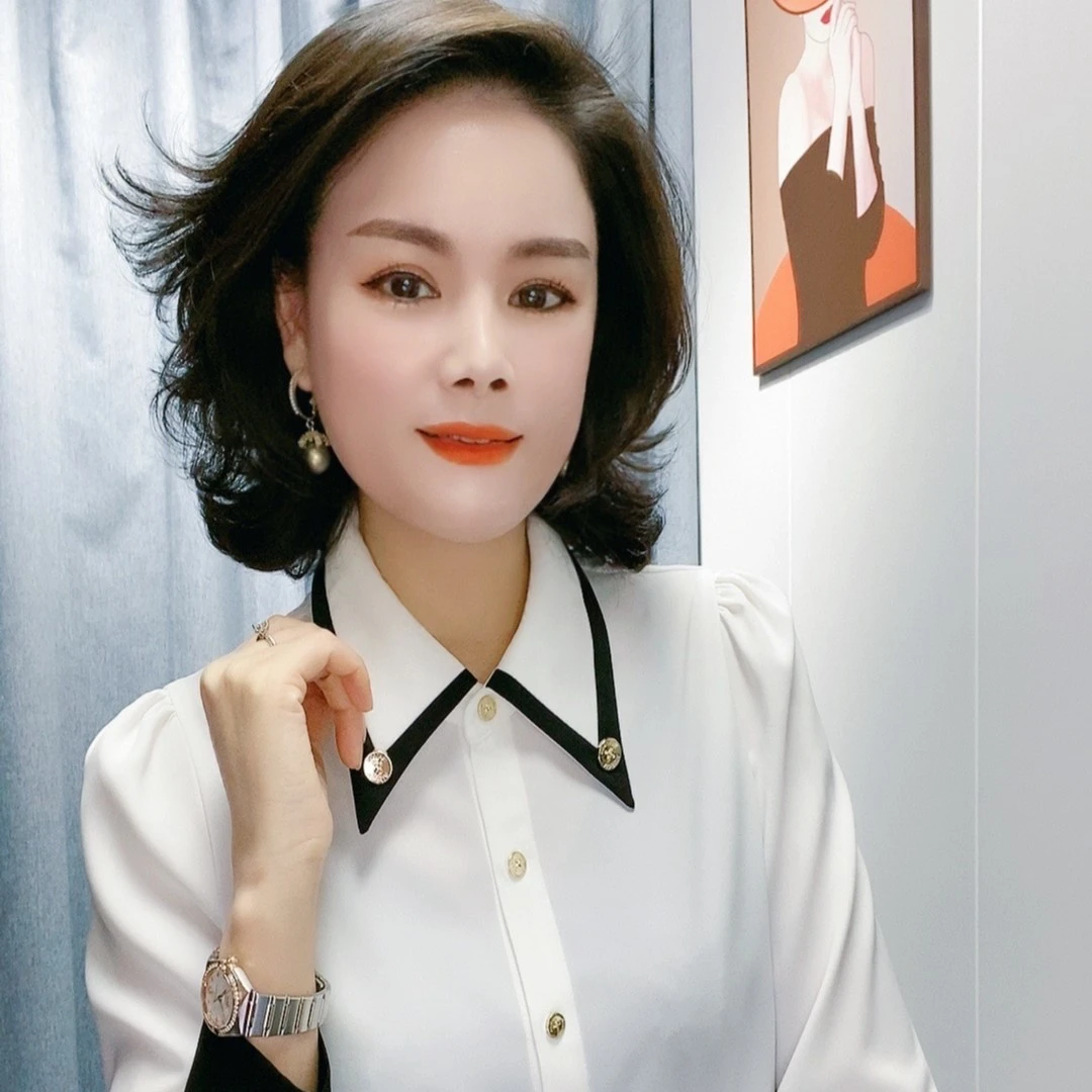 新款百搭气质款黑白配衬衫