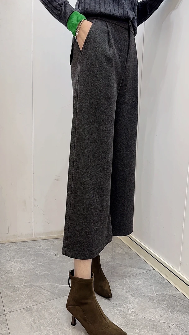 新款冬款百搭显瘦后松紧直筒九分裤