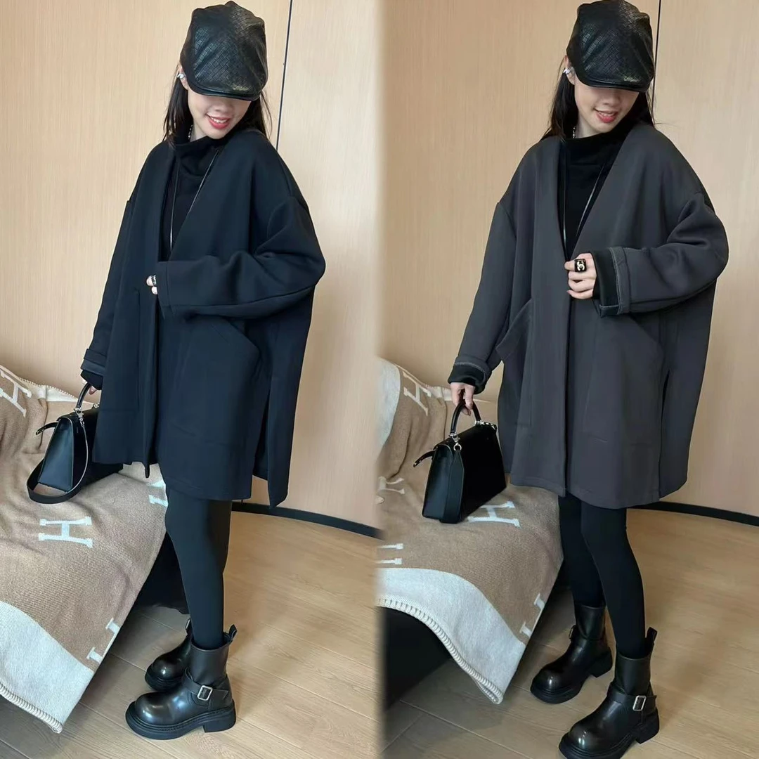 二姐的宝藏秋冬斜角大口袋松弛感时尚休闲气质纯色外套#24310