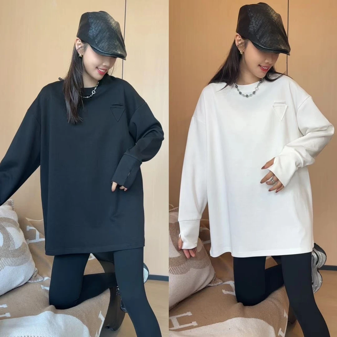 二姐的宝藏秋季倒三角简约百搭圆领韩版设计感时尚长袖T恤#24326