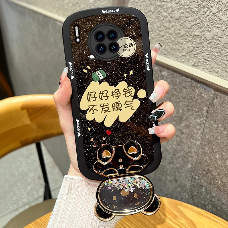 适用华为mate30手机壳mate30pro不发脾气镜子支架防摔透明硅胶壳