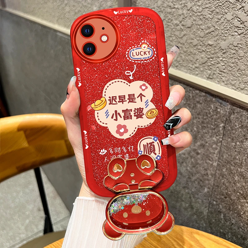 适用苹果11手机壳iphone11迟早是小富婆支架透明硅胶全包软壳女款
