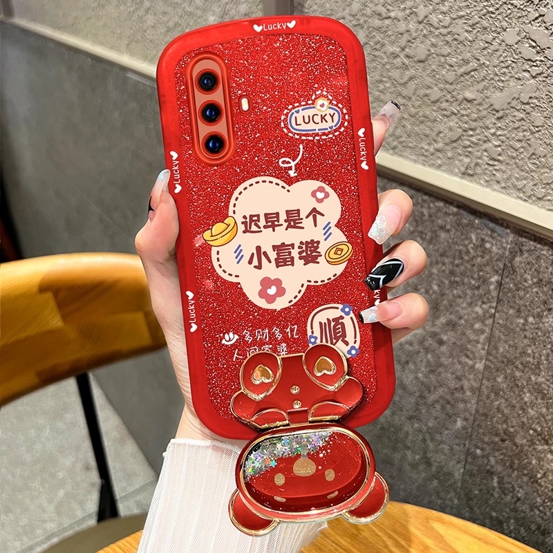 适用vivox30手机壳x30pro迟早是个富婆镜子支架透明硅胶防摔软壳