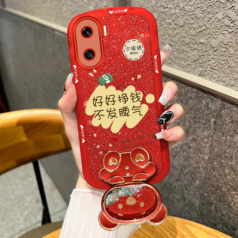 适用荣耀x50i手机壳不发脾气镜子支架全包防摔透明硅胶防摔软壳女