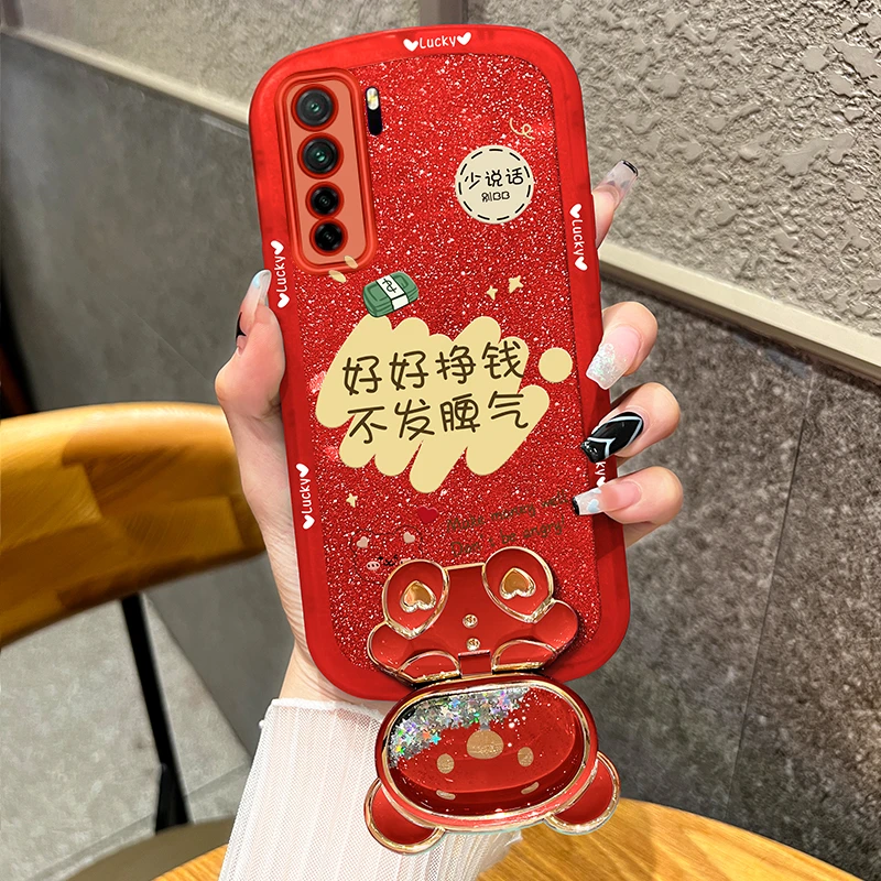 适用华为nova7se手机壳活力版不发脾气镜子支架防摔透明硅胶女款