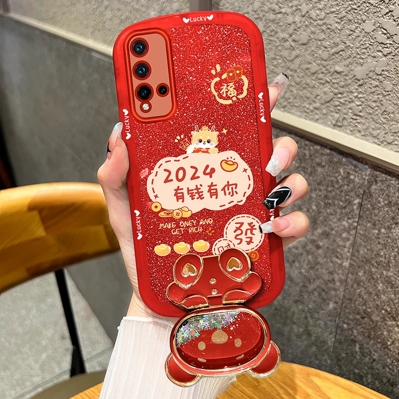 2024有钱有你适用华为nova5手机壳nova5pro透明硅胶补妆镜支架女