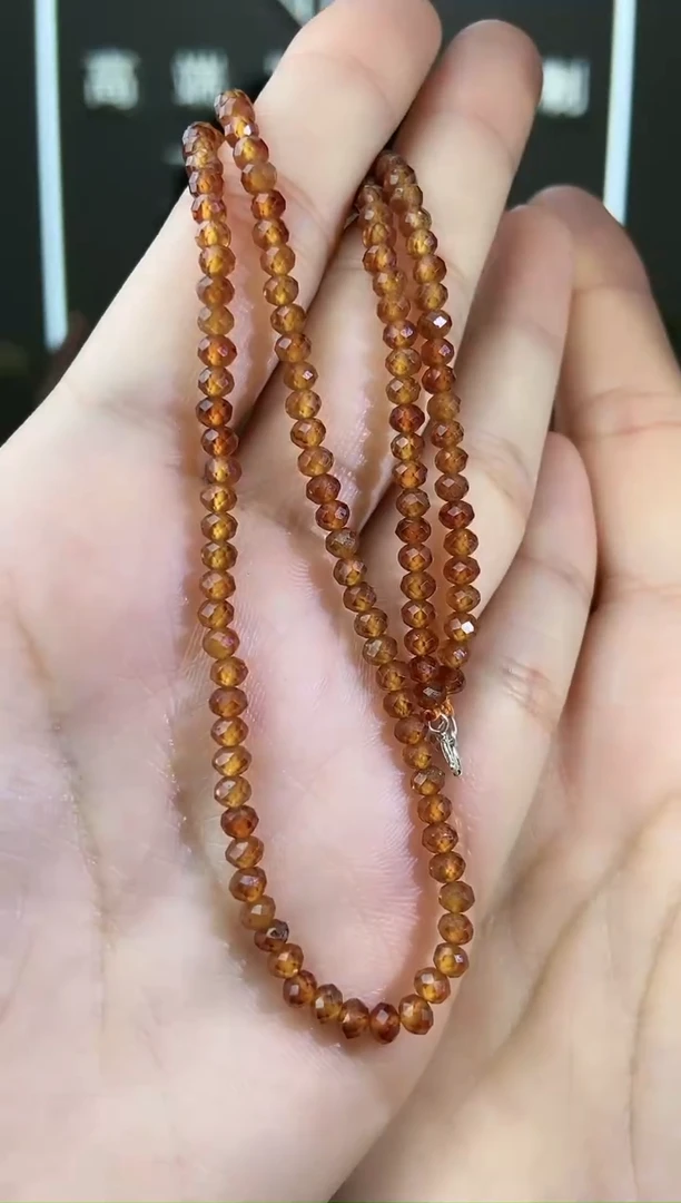 【闪购商品】石榴石（芬达石）颈饰银S925镶嵌颈饰