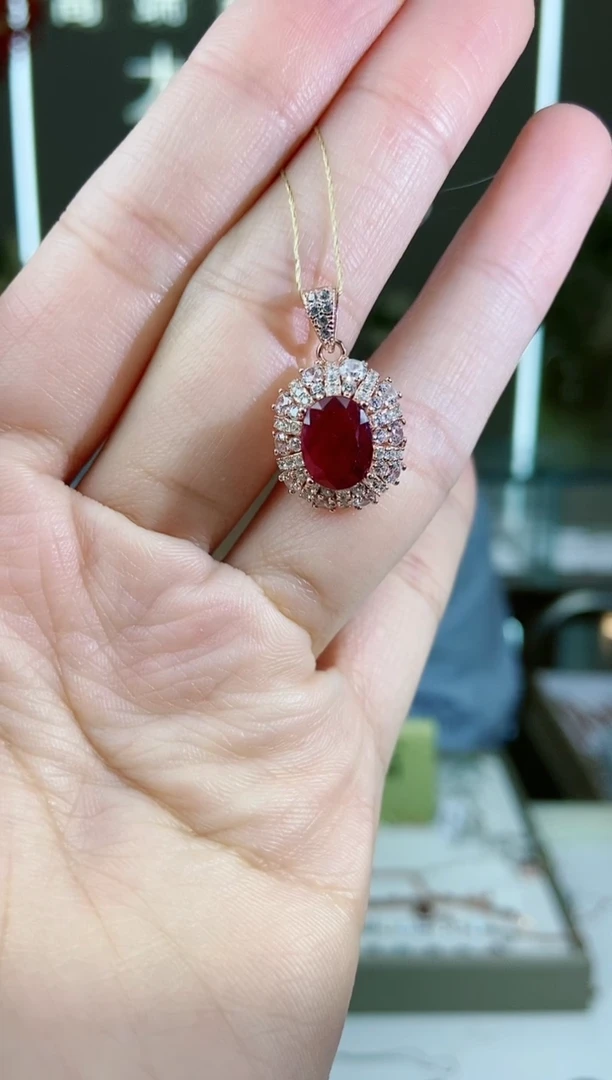 【闪购商品】红宝石颈饰银S925镶嵌颈饰吊坠