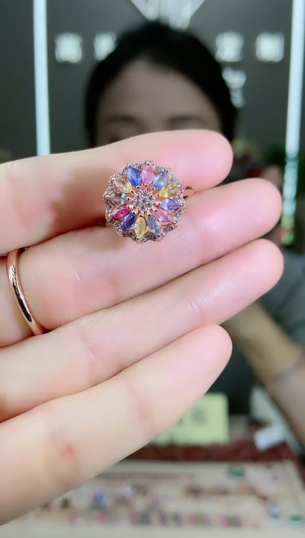 【闪购商品】彩色蓝宝石手饰银S925镶嵌手饰