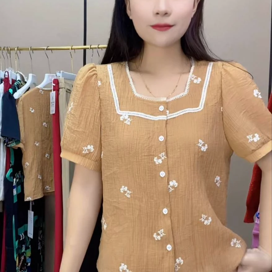 6968夏季新款计感工上衣女小衫气质显瘦减龄拼接条纹轻奢