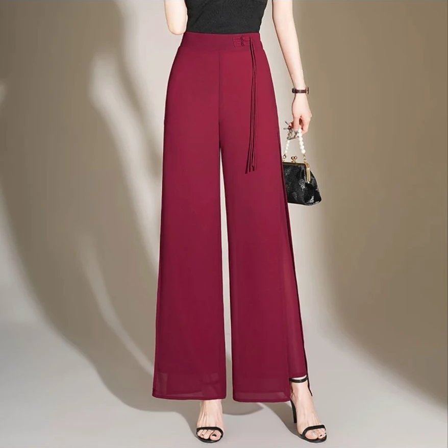 24201早夏新款洋气西装直筒阔腿裤西装裤裤黑色薄款