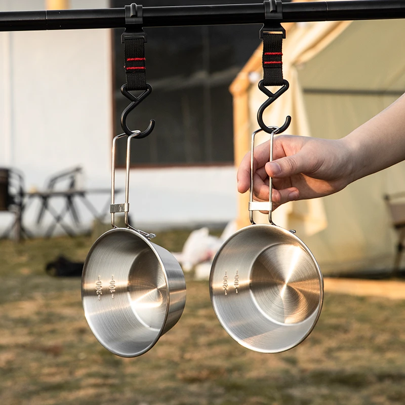 鹿险家4个装雪拉碗304户外露营餐具可折叠便携不锈钢碗耐高温