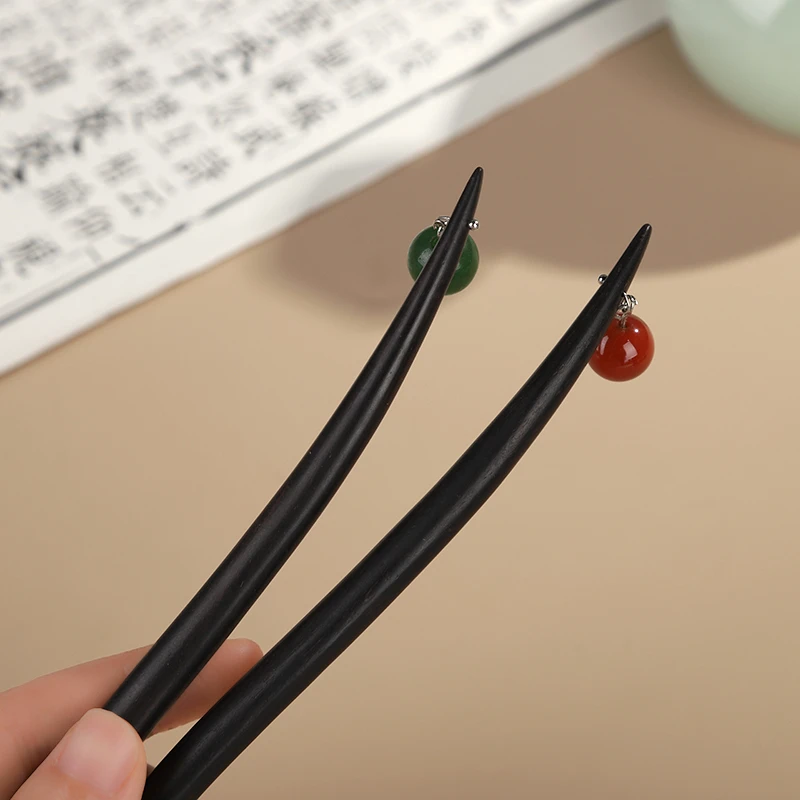 古风檀木发簪女步摇高级感新中式复古盘发簪日常简约簪子汉服头饰