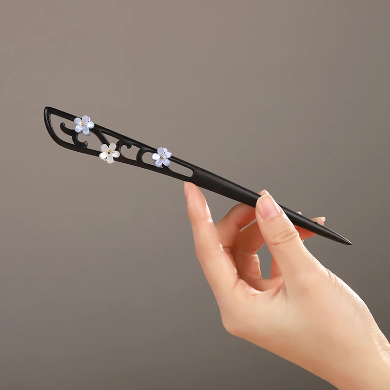 发簪女新中式高级感复古木质簪子日常简约百搭中国风发钗汉服头饰