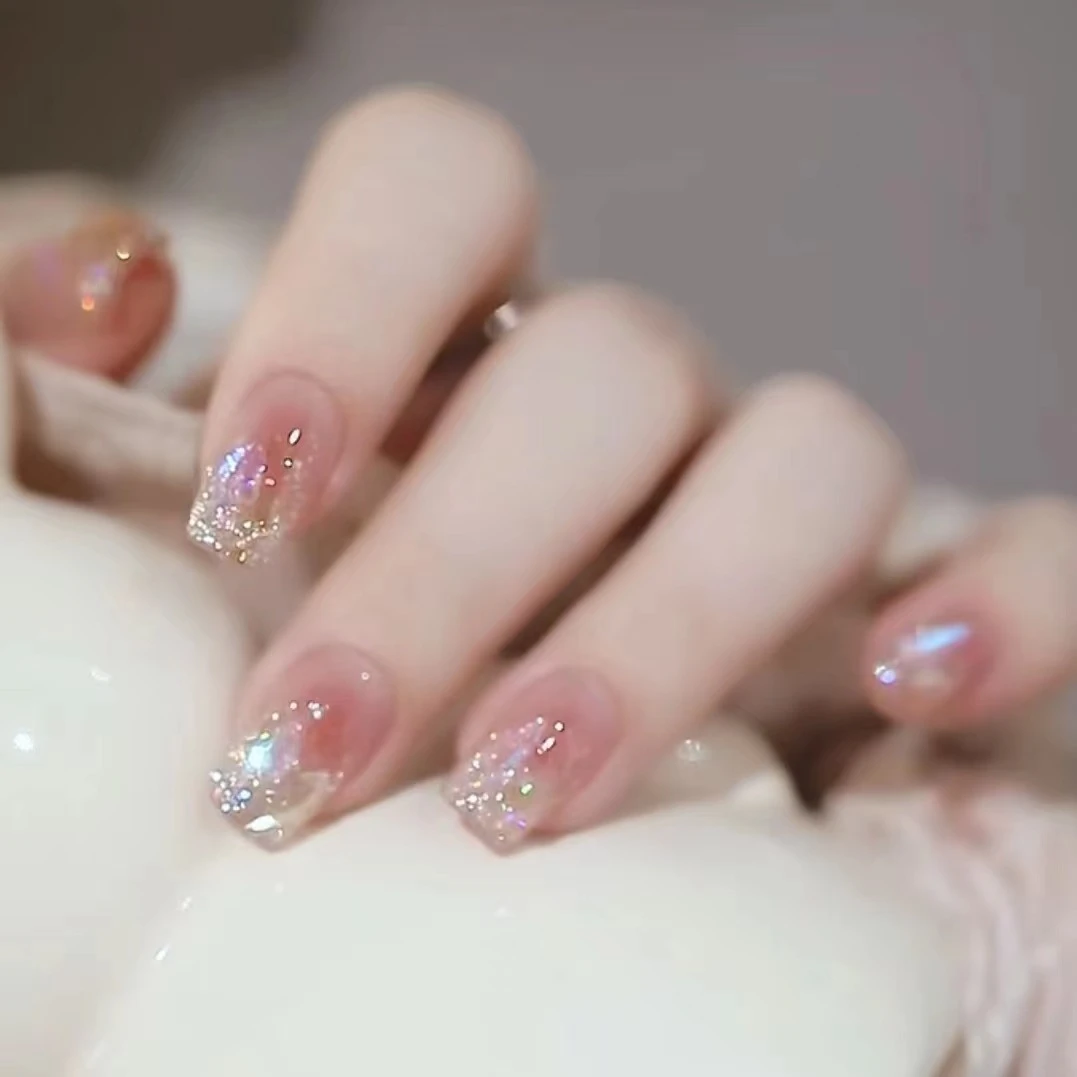 冰透腮红 2024高级显白猫眼穿戴甲ins风炫彩高级感美甲片