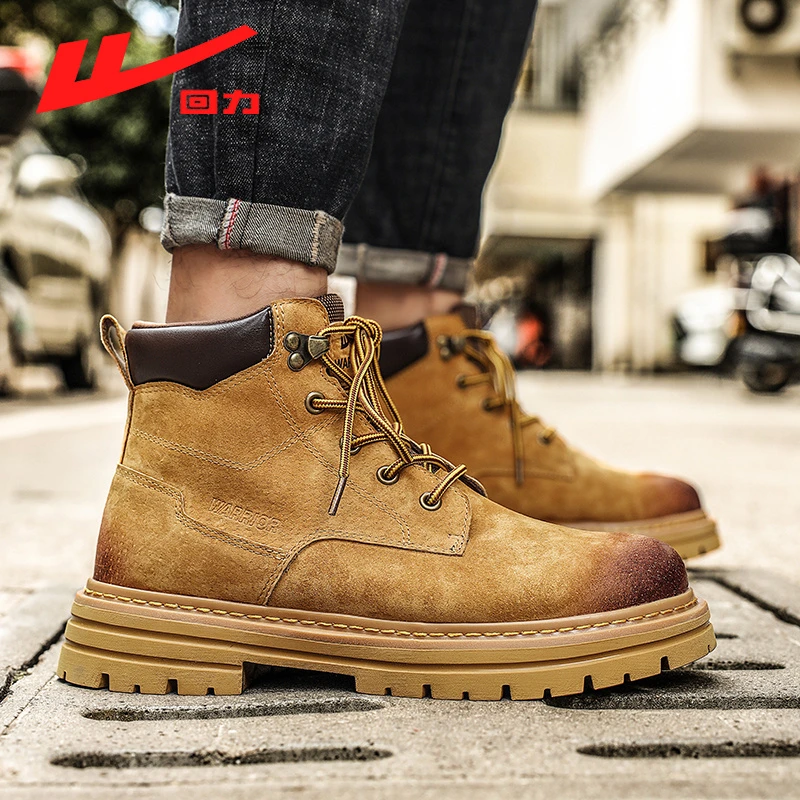 Warrior/回力新男款高帮英伦风复古工装防滑户外登山英伦马丁靴