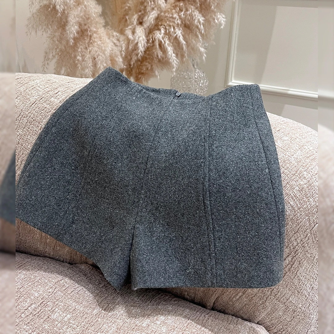 崔与熙CUIXI【miu系小短裤】显瘦网红高腰百搭外穿阔腿毛呢秋冬