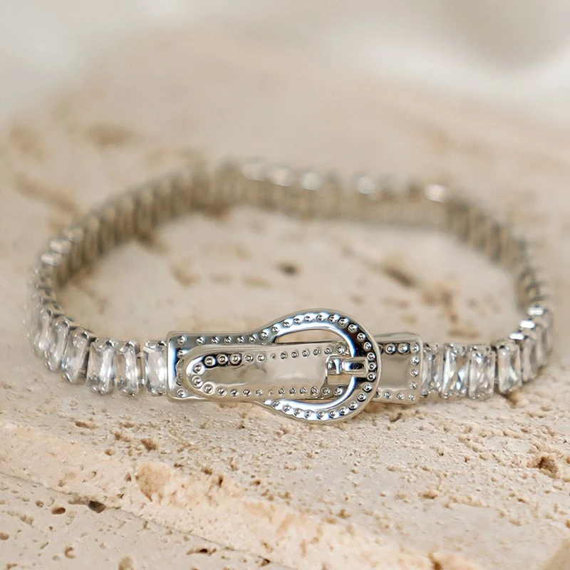 铜合金合成锆石手链 高级感扭纹马蹄扣手链DLDD110