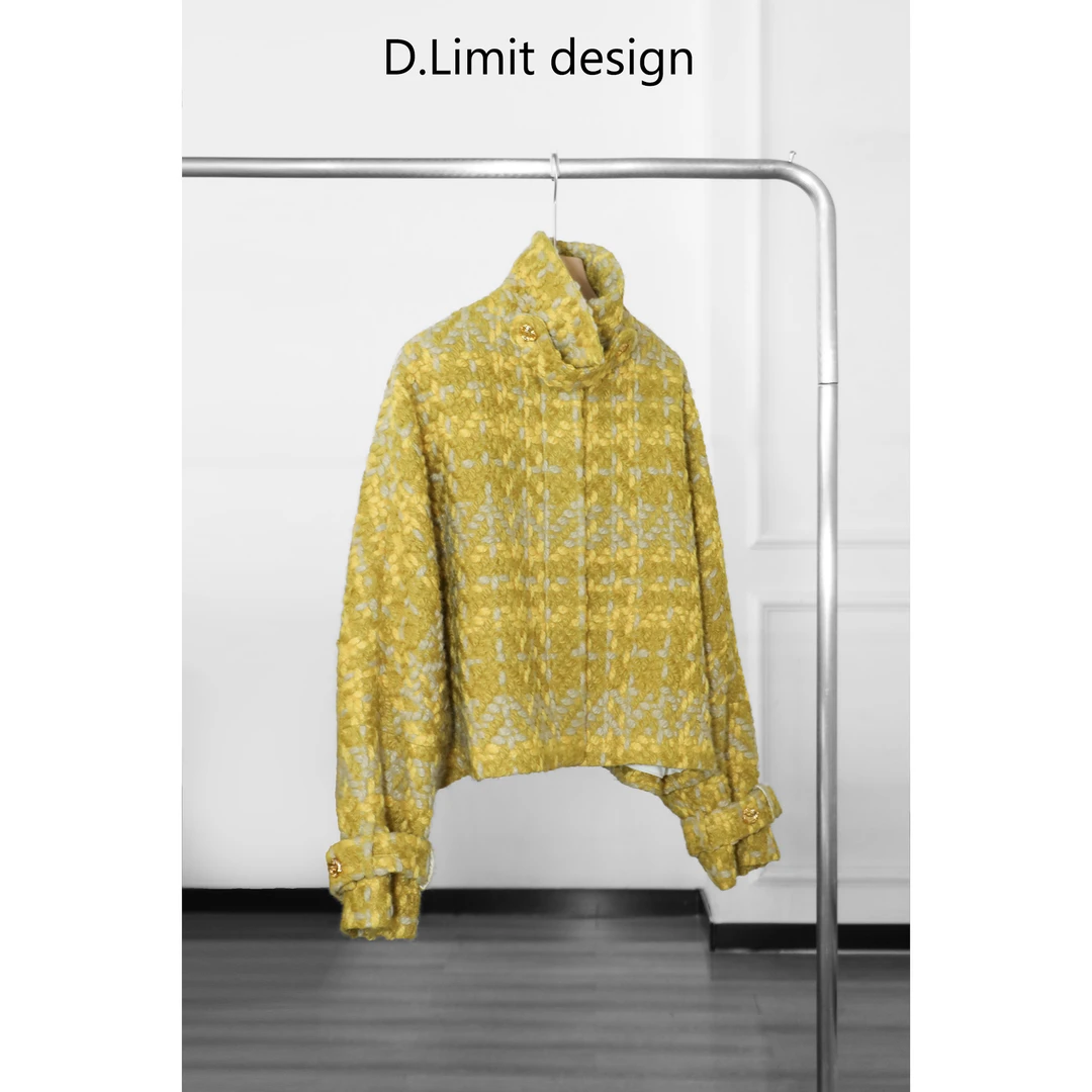 【D.Limit design】时髦编织粗花呢短大衣DLOB1211