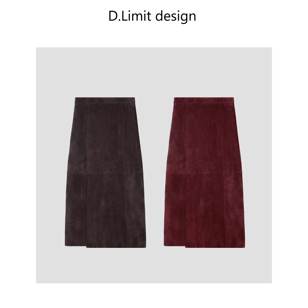 【D.Limit design】设计感拼接羊皮半身裙