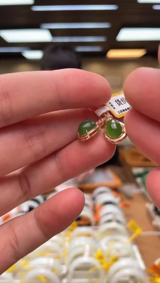 【闪购商品】和田玉耳坠银S925镶嵌1