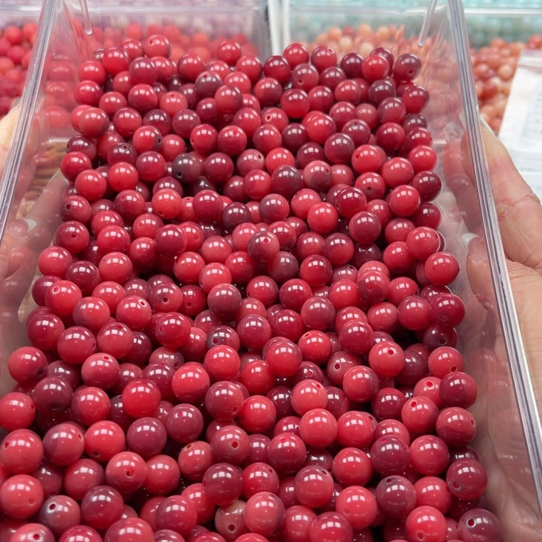 白玉菩提吊坠C，12mm100+10颗圆珠红