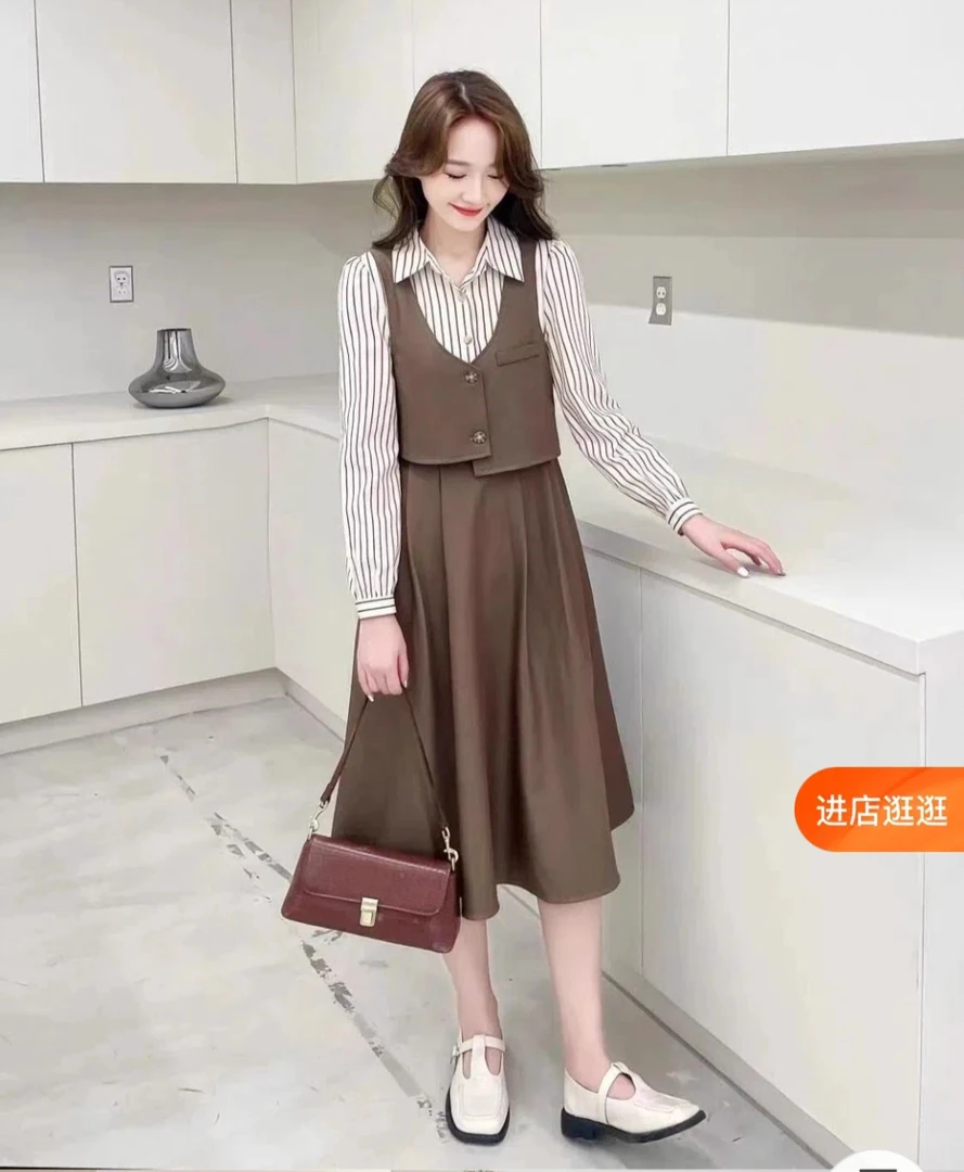 假两件时尚连衣裙