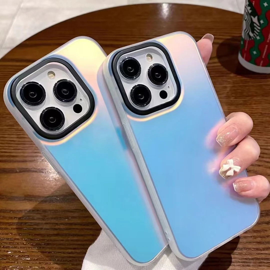 适用苹果iphone手机壳13promax网红15简约14渐变炫彩防摔镭射创意