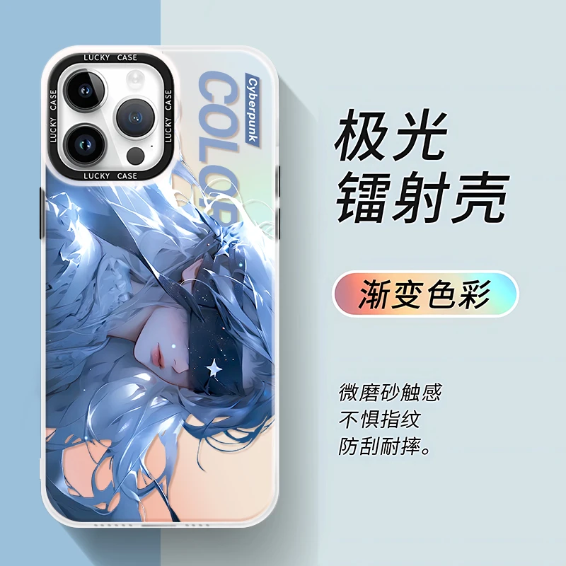 仙剑蓝发女xr适用适用苹果15promax/iphone11/12包邮镭射14手机壳