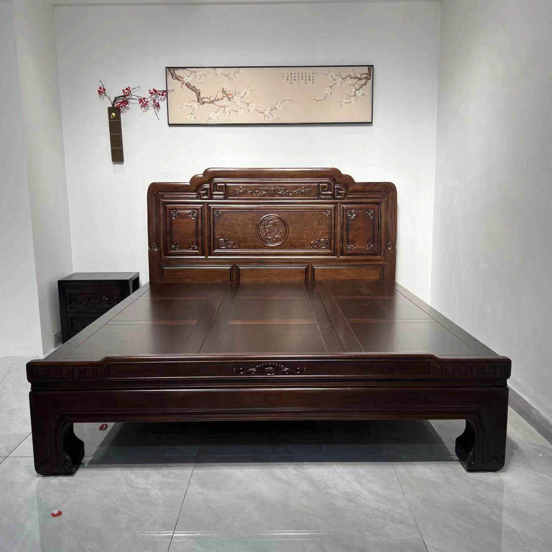 (国色天香)菠萝格木全实木床明清古典仿古双人床主卧室家用大床