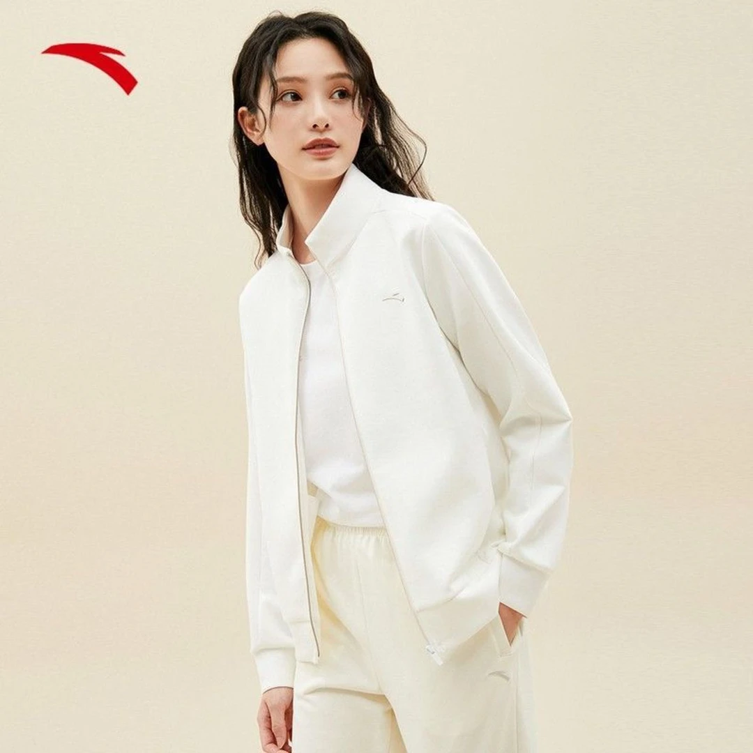 安踏2024秋季新款长袖针织运动服女显瘦正肩修身开衫休闲商务潮流