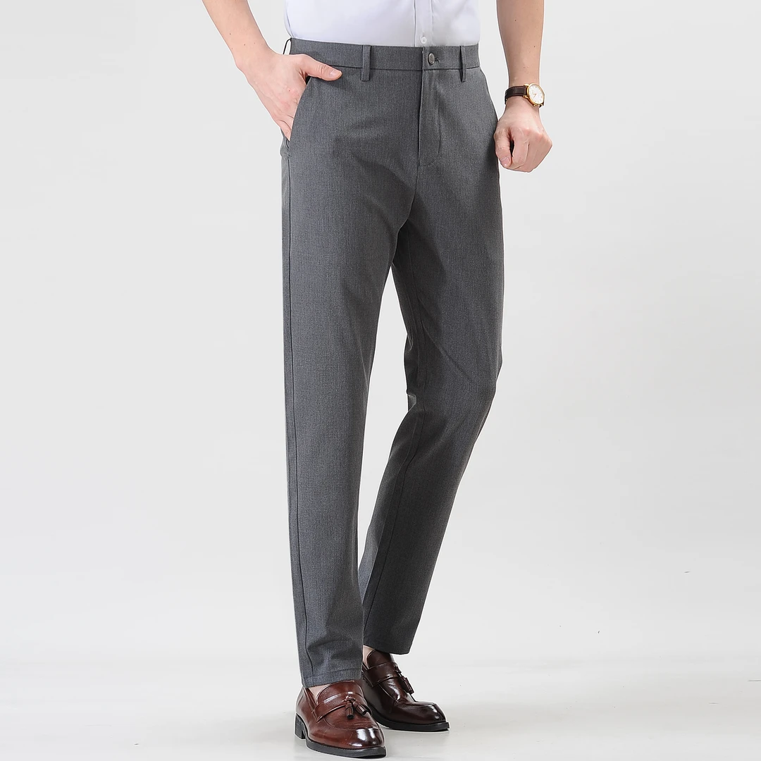 冬款加厚款保暖男士西裤九分裤商务休闲裤子西装修身微弹休闲裤