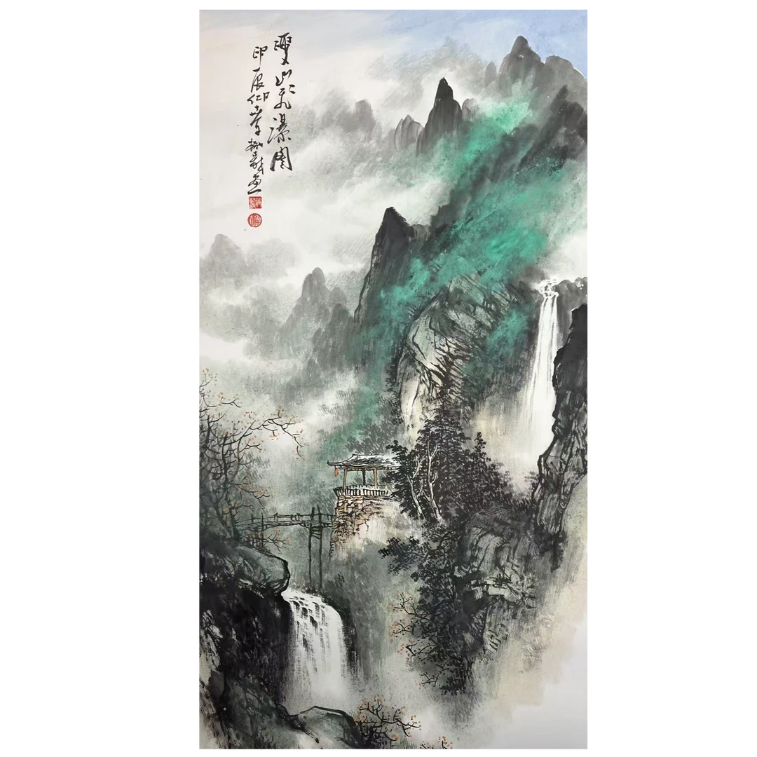 张老师泼彩山水国画作品