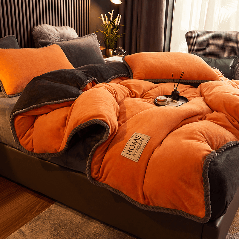 高克重牛奶绒被套欧式纯色毛绒包边奶绒被套双面绒被罩学生宿舍