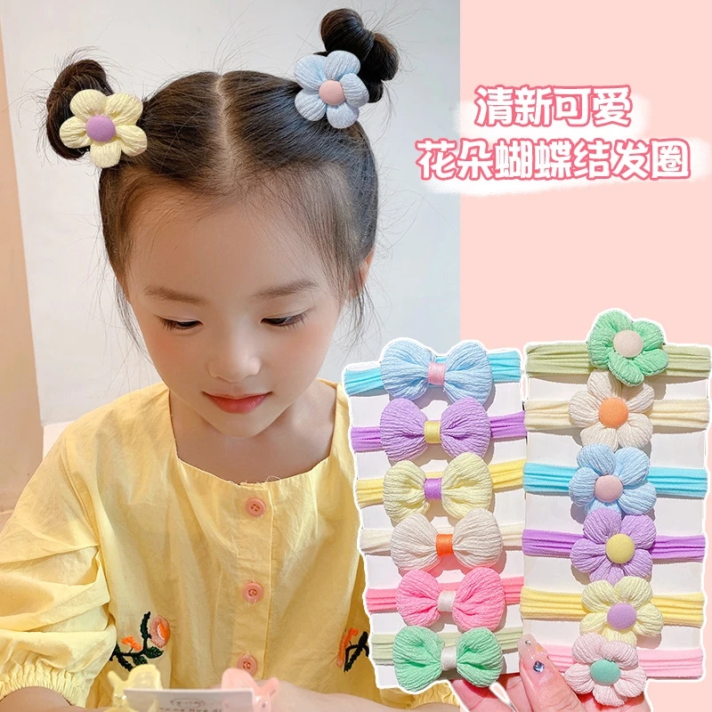 女花朵童发绳不伤发扎头绳女童弹性好发圈头饰女孩扎马尾橡皮筋