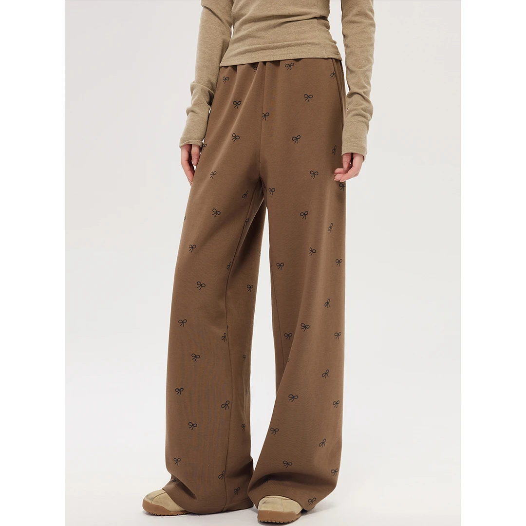 秋季休闲直筒拖地裤女垂感高腰复古宽松百搭显瘦松紧腰阔腿裤