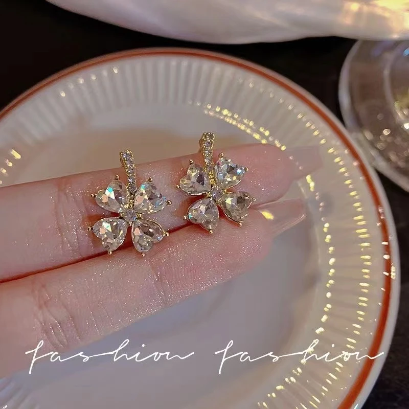 铜合金耳饰 【B.45】ins风轻奢幸运草耳饰耳钉女气质高级感