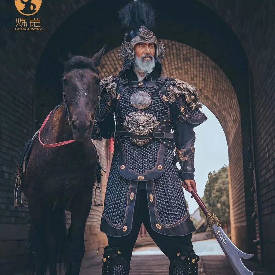 炼铠玄黑漆极武圣山纹高定版温陈华亲制中国铠甲锁子甲分体山纹甲